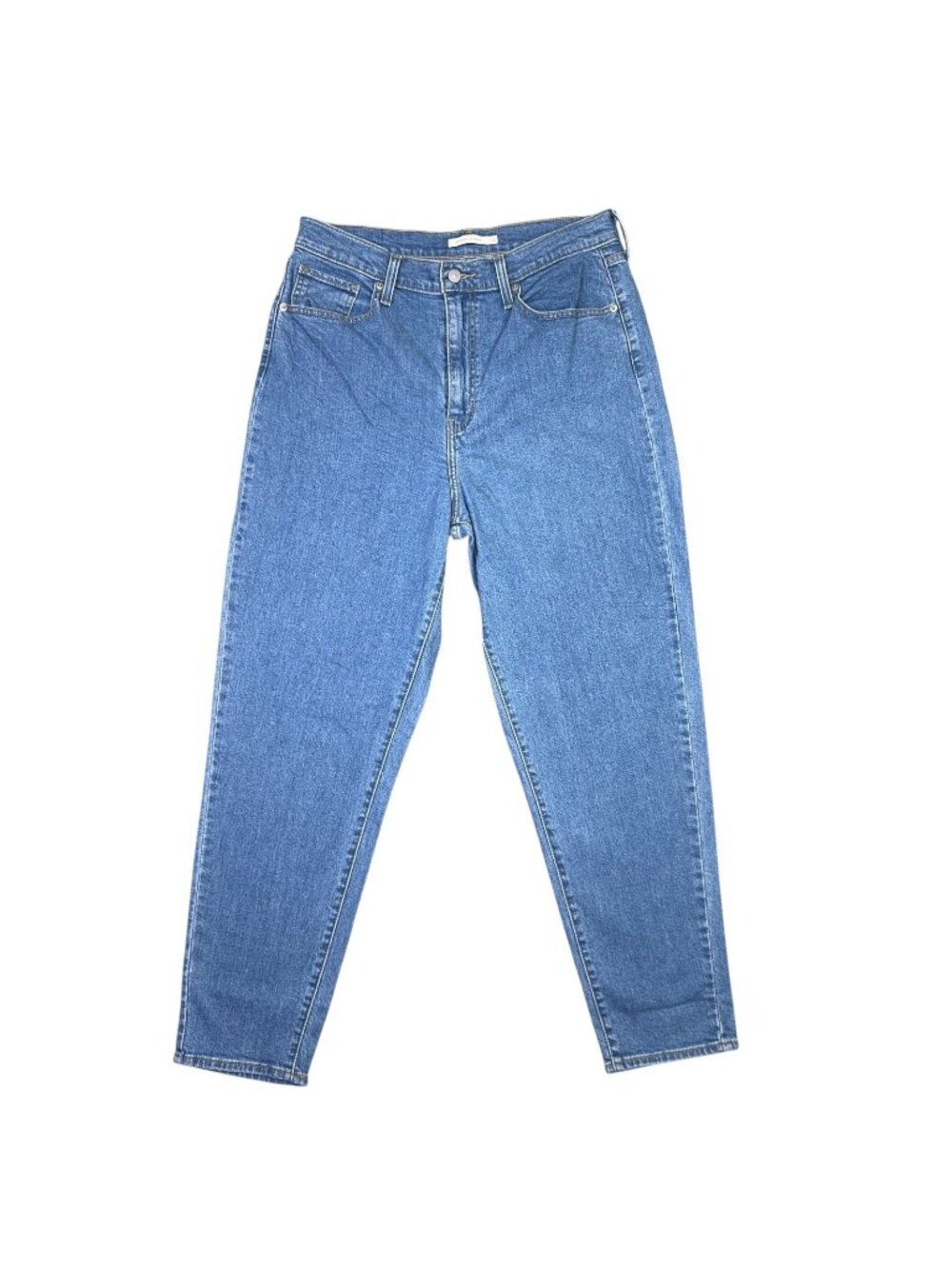Levis High Waisted Mom Jeans Womens 32x29 Blue Denim Medium Wash Tapered Fit